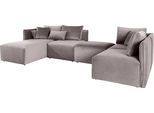 Wohnlandschaft OTTO HOME "Nöre U-Form", grau (hellgrau), B:340cm H:86cm T:172cm, Samtoptik (100% Polyester), Sofas, Wohnlandschaft, 5 Teile, in vielen Bezugsqualitäten und Farben s. auch "Nöre"