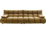 4-Sitzer HOME AFFAIRE "Cozy Bubble, mit klappbaren Armlehnen, Breite 290cm", messing, B:290cm H:85cm T:108cm, Sofas, 4-Sitzer, mit eleganter Steppung, Rundumbezug & weicher Polsterung