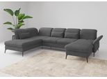 Wohnlandschaft SIT & MORE "Emely, inkl. Sitztiefenverstellung", grau, B:359cm H:92cm T:231cm, 90% Polyester, 10% Polyamid, Sofas, Wohnlandschaft, wahlweise mit Bettfunktion,Bettkasten,Kopf- & Armteilverstellung