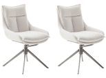 Esszimmerstuhl MCA FURNITURE "PARKER", beige (creme, edelstahl, creme), B:57cm H:85cm T:65cm, Polyester, Stühle, Esszimmerstuhl, (2er-Set), drehbar 360, Dreh- & Schwingfunktion, Belastbarkeit 120 kg