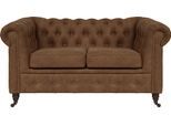Chesterfield-Sofa HOME AFFAIRE "Aarburg", braun (cognac), B:148cm H:77cm T:87cm, 100% Polyester, Sofas, Chesterfield-Sofa, aufwändige Knopfheftung und Ziernägel im Chesterfield-Design