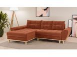 Ecksofa HOME AFFAIRE "Ahrdorf mit Bettfunktion und Bettkasten, Maße: B/H/T 268/86/175 cm", orange (terra), B:268cm H:86cm T:175cm, 100% Polyester, Sofas, Ecksofa, L-Form mit 3 Rückenkissen und moderne gerundete Armlehnen