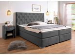 Boxspringbett HOME AFFAIRE "Chalon, in verschiedenen Breiten", grau (anthrazit), B:183cm L:210cm, Komplettbetten, Boxspringbett, inkl. Topper, wahlweise in H2, H3 oder H4 erhältlich