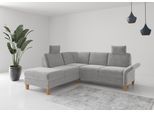 Ecksofa HOME AFFAIRE "Rochelle, L-Form", grau (hellgrau), B:240cm H:90cm T:216cm, 100% Polyester, Sofas, Ecksofa, wahlweise mit Armteilverstellung, Bettfunktion und Bettkasten