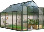 Gewächshaus VITAVIA "Domus 9900", grün (smaragdgrün), B:257cm H:253,9cm T:387cm, Gewächshäuser, Gewächshaus, mit Doppelschwingtüren und bodentiefer Türschwelle, 4 mm Hohlkammer