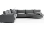 Ecksofa 3C CANDY "Enisa II, bequem und komfortabel, Mega Familiensofa, L-Form", grau, B:225cm H:86cm T:395cm, 85% Polyester, 15% Viskose, Sofas, Ecksofa, incl. 3 Flatterkissen, wahlweise mit Flecken-Schutz-Bezug Easy care