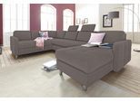 Wohnlandschaft SIT & MORE "Pablo U-Form", grau (elefant), B:292cm H:80cm T:87cm, Struktur (100% Polyester);Kunstleder SOFTLUX;Luxus-Microfaser ALTARA NUBUCK (100% Polyester), Sofas, Wohnlandschaft, wahlweise mit Bettfunktion und Bettkasten