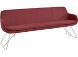 Essbank MUSTERRING "Tavia", rot (bordeaux, edelstahl), B:220cm H:87cm T:66cm, 100% PES, Sitzbänke, Essbank, Schlittengestell in drei Ausführungen, Breite 180, 200 oder 220 cm