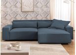Ecksofa OTTO HOME "KINLEE Design-Sofa mit Recamiere rechts/links, Maße B/T/H 251/144/70cm", blau (dunkelblau), B:251cm H:70cm T:144,5cm, 100% Polyester, Sofas, Ecksofa, L-Form mit Wellenunterfederung, ohne Bettfunktion, modern und beguem