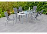 Garten-Essgruppe MERXX "Amalfi di Lusso", silber (silber, anthrazit), Polyester, Aluminium, Polyester, Sitzmöbel-Sets, Garten-Essgruppe