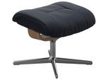 Fußhocker STRESSLESS "Mayfair", blau (shadow blau paloma), B:55cm H:41cm T:39cm, Leder PALOMA: PALOMA ist ein durchgefärbtes Semianilin-Möbelleder mit natürlicher Narbung., Hocker, Fußhocker, mit Cross Base, Größe S, M & L, Holzakzent Eiche