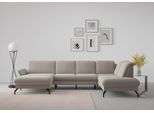 Wohnlandschaft SIT & MORE "Fashion U-Form", braun (latte), B:338cm H:84cm T:207cm, Sofas, Wohnlandschaft, wahlweise mit Kopfteilverstellung, Vorziehsitz, motorisch, Metallfüße