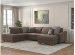 Wohnlandschaft SIT & MORE "Dundee U-Form", grau (taupe), B:338cm H:86cm T:219cm, Sofas, Wohnlandschaft, mit Federkern und Massivholzfüßen, wahlweise mit Kopfteilverstellung