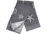 Badetuch DYCKHOFF "Seashell", grau, B:70cm L:140cm, Walkfrottee, Obermaterial: 100% Baumwolle, Handtücher, Badetuch, mit Muschelmuster