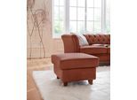 Polsterhocker HOME AFFAIRE "Reims", braun (cognac), B:57cm H:45cm T:50cm, Hocker, Polsterhocker, echte Chesterfield-Knopfheftung, Samtoptik mich changierender Optik