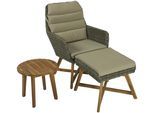 Garten-Essgruppe GARDEN PLEASURE "CALVIA", braun (anisbraun, braun, braun), B:110cm H:95cm T:135cm, Aluminium, FSC-zertifiziertes Massivholz, Kunststoff, Polyester, Sitzmöbel-Sets, Garten-Essgruppe