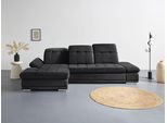 Ecksofa COTTA "Holiday L-Form mit Sitztiefen-, Armteil- und Kopfteilverstellung", schwarz, B:302cm H:86cm T:190cm, 100% Polyester, Sofas, Ecksofa, wahlweise mit Bettfunktion & Bettkasten