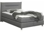 Boxspringbett MAINTAL, grau, Liegefläche B/L: 140cm x 200cm, H3, Tonnentaschen-Federkernmatratze, Bezug: Strukturstoff aus 100% Polyester;Bezug der Spiegelfläche Matratzendrell aus 100% Polyester;Bezug des Toppers: 100% Polyester, Komplettbetten, Boxspringbett, inkl. Topper