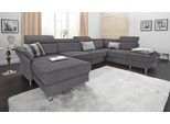 Wohnlandschaft SIT & MORE "Avignon U-Form", grau, B:331cm H:97cm T:228cm, Flachgewebe (90% Polyester, 10% Polyamid);Luxus-Microfaser (100% Polyester);Struktur (100% Polyester), Sofas, Wohnlandschaft, wahlweise mit Bettfunktion und Stauraum, inklusive Kopfteilverstellung