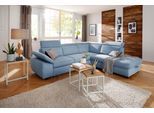 Ecksofa HOME AFFAIRE "Mauritius L-Form", blau (hellblau), B:276cm T:232cm, Struktur fein (100% Polyester);Luxus-Microfaser Lederoptik (100% Polyester);Soft clean (98% Polyester, 2% Polyamid), Sofas, Ecksofa, mit Ottomane, mit Kopfteil- und Armlehnverstellung