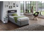 Boxspringbett, grau (anthrazit, grau), Ohne Topper, Liegefläche B/L: 100cm x 200cm, H2 + H2, 7-Zonen-Kaltschaummatratze, Bezug Obermatratze 100% Polyester, waschbar bis 60C;Bezug Unterbox und Kopfteil: Mikrofaservelours (100% Polyester), WESTFALIA SCHLAFKOMFORT, Komplettbetten, Boxspringbett, mit LED-Beleuchtung