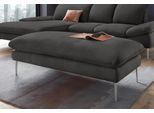 Hocker W.SCHILLIG "enjoy&MORE", grau (anthrazit r66), B:151cm H:45cm T:71cm, Chenille-Flachgewebe R66 (85% Polyester, 15% Nylon);Longlife Xtra-Leder Z59: Glattleder mit modischer Prägung. Hautstärke 0, 9 - 1, 1 mm;Stoff S37 (100% Polyester), Hocker, Hocker, Füße Chrom glänzend, Breite 151 cm