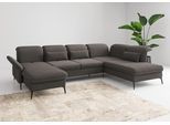 Wohnlandschaft SIT & MORE "Emely, inkl. Sitztiefenverstellung", grau (fango), B:359cm H:92cm T:231cm, 100% Polyester, Sofas, Wohnlandschaft, wahlweise mit Bettfunktion,Bettkasten,Kopf- & Armteilverstellung