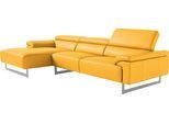 Ecksofa EGOITALIANO "Malika, edel und bequem, Designsofa mit hochwertigen Bezügen, L-Form", gelb, B:287cm H:94cm T:165cm, Leder »BULL« (echtes Rindsleder). Geschliffenes, pigmentiertes und behandeltes Rindsleder mit einer Dicke von 1, 3-1, 5 mm. Dieses Leder zeigt eine ziemlich weiche Hand mit einem halb undurchsichtigen Aussehen. Es handelt sich um ein geschütztes Leder. Eine leichte Deckschicht