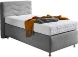 Boxspringbett "Sigma", grau, B:115cm L:210cm, Bezug Bett: Microvelours (100% Polyester) oder Feinstruktur (100% Polyester);Bezug Bonnell-Federkernmatratze: 100% Polyester;Bezug Kaltschaummatratze: 100% Polyester;Bezug Tonnentaschenfederkernmatratze: 80% Baumwolle, 20%Polyester, WESTFALIA SCHLAFKOMFORT, Komplettbetten, Boxspringbett