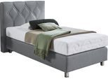 Boxspringbett "Phönix", grau, B:105cm L:210cm, Bezug Bett: Microvelours (100% Polyester) oder Feinstruktur (100% Polyester);Bezug Bonnell-Federkernmatratze: 100% Polyester;Bezug Kaltschaummatratze: 100% Polyester;Bezug Tonnentaschenfederkernmatratze: 80% Baumwolle, 20%Polyester, WESTFALIA SCHLAFKOMFORT, Komplettbetten, Boxspringbett
