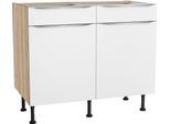 Unterschrank KOCHSTATION "KS-Aken", weiß (weiß, wildeiche nachbildung), B:100cm H:87cm T:58,4cm, Schränke, Unterschrank