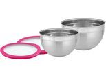 Schüssel RÖSLE, pink (pink, silberfarben), B:27cm H:16cm T:28,5cm Ø:24cm, Edelstahl 18/10, Schüsseln, Schüssel, mit Frischhaltedeckel, Ø 20/24 cm, spülmaschinengeeignet