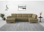 Wohnlandschaft SIT & MORE "Westham U-Form", grün (olive), B:338cm H:88cm T:172cm, 100% Polyester, Sofas, Wohnlandschaft, wahlweise mit Bettfunktion, Bettkasten, Sitztiefenverstellung