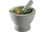 Mörser GEFU "CRUNCHY", grau, H:13cm Ø:17cm, Granit, Mörser, Mörser