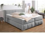 Boxspringbett HOME AFFAIRE "Chelles", silber, B:167cm L:225cm, Samtoptik (100% Polyester);Bezug der Spiegelfläche Matratzendrell aus 100% Polyester;Struktur fein 100% Polyester), Komplettbetten, Boxspringbett, inkl. Kaltschaumtopper, in 5 Breiten und 3 Matratzenarten