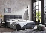 Boxspringbett, grau (charcoal), B:195cm L:210cm, Bezug Bett: Feinstruktur 100% Polyester;Bezug Bonnell-Federkernmatratze: 100% Polyester;Bezug Kaltschaummatratze: 100% Polyester;Bezug Tonnentaschenfederkernmatratze: 80% Baumwolle, 20%Polyester;Topper: Komfortschaum mit Bezug 100% Polyester, WESTFALIA SCHLAFKOMFORT, Komplettbetten, Boxspringbett, mit Topper