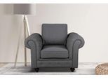 Sessel HOME AFFAIRE "MENDITTE", grau (anthrazit), B:117cm H:90cm T:93cm, 100% Polyester, Sessel, Sessel, Knopfheftung an Armlehnen und vorderer Leiste, hohe Qualiität