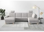 Wohnlandschaft HOME AFFAIRE "Summer U-Form", silber, B:314cm H:91cm T:170cm, 95% Polyester, 5% Polyamid, Sofas, Wohnlandschaft, mit oder ohne Bettfunktion und Bettkasten, Cord-Bezug