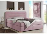 Boxspringbett HOME AFFAIRE "Manchester", rosa (rosé), B:220cm L:208cm, Strukturstoff-Bezug (100% Polyester), Komplettbetten, Boxspringbett, 5 Breiten, 3 Ausführungen, 2 Härtegraden, Topper, Steppung