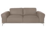 2,5-Sitzer W.SCHILLIG "montanaa", braun (stone z59), B:212cm H:78cm T:94cm, Sofas, 2 5-Sitzer, mit Metallfüßen in Chrom glänzend, Breite 212 cm