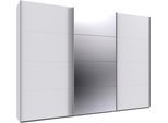 Kleiderschrank WIMEX "Mugano, Made in Germany, Lieferung bis in Deine Etage und Stellort", weiß (weiß, griffe alufarben), B:313cm H:236cm T:65cm, Holzwerkstoff, Schränke, Kleiderschrank, 3 Schwebetüren, große Größen, mit oder ohne Spiegel, Metallgriffe