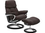 Relaxsessel STRESSLESS "Ruby", braun (chocolate paloma), B:78cm H:100cm T:76cm, Leder PALOMA: durchgefärbtes Semianilin-Möbelleder;Leder BATICK: durchgefärbtes und genarbtes Möbelleder, Sessel, Relaxsessel, mit Signature Base, Größe M, Gestell Eiche, Wenge, Braun & Schwarz