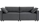 2-Sitzer HOME AFFAIRE "Marva 2tlg.", grau (anthrazit), B:220cm H:89cm T:90cm, Struktur fein (100% Polyester);Samtoptik (100% Polyester), Sofas, 2-Sitzer, beide Elemente ausziehbar für Bettfunktion, mit Bettkasten