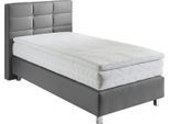 Boxspringbett, grau, B:105cm L:210cm, Bezug: Kunstleder, Polyurethan;Polsterung: 100% Polyester, WESTFALIA SCHLAFKOMFORT, Komplettbetten, Boxspringbett, mit Knöpfen in Kristalloptik, wahlweise mit Topper
