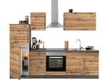 Küchenzeile KOCHSTATION "KS-Samos", braun (küche: natur, front: wotaneiche, korpus: grafitgrau, arbeitsplatte: anthrazit), B:270cm H:200cm T:60cm, Komplettküchen-Sets, Küchenzeile, Breite 270 cm, wahlweise mit E-Geräten, mit Arbeitsplatte