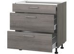 Kochfeldumbauschrank KOCHSTATION "KS-Trea U2AS80-H", grau (eichefarben grau), B:80cm H:75cm T:56cm, Schränke, Kochfeldumbauschrank, mit drei Schubkästen, Breite 80 cm, Höhe 75 cm