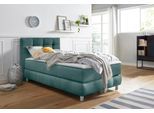Boxspringbett HOME AFFAIRE "Salo", blau (petrol), B:104cm L:211cm, Struktur (100% Polyester);Bezug der Spiegelfläche Matratzendrell aus 100% Polyester;Samtoptik (100% Polyester), Komplettbetten, Boxspringbett, incl. Topper, 6 Breiten, 2 Härtegrade, TFK auch in Härtegrad 4