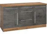 Unterschrank KOCHSTATION "KS-Samos", grau (beton oxid), B:150cm H:85cm T:60cm, Holzwerkstoff, Schränke, Unterschrank, Breite 150 cm