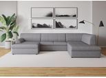 Wohnlandschaft DOMO COLLECTION "Topper, elegant und zeitlos, komfortabel, U-Form", grau (weiß, grau), B:320cm H:78cm T:213cm, Sofas, Wohnlandschaft, wahlweise mit Bettfunktion