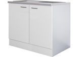Spülenschrank FLEX-WELL "Wito", weiß (weiß, fantasie), B:100cm H:85cm T:60cm, Holzwerkstoff, Schränke, Spülenschrank, (B x H x T) 100 x 85/86 x 60 cm, inkl. Einbauspüle
